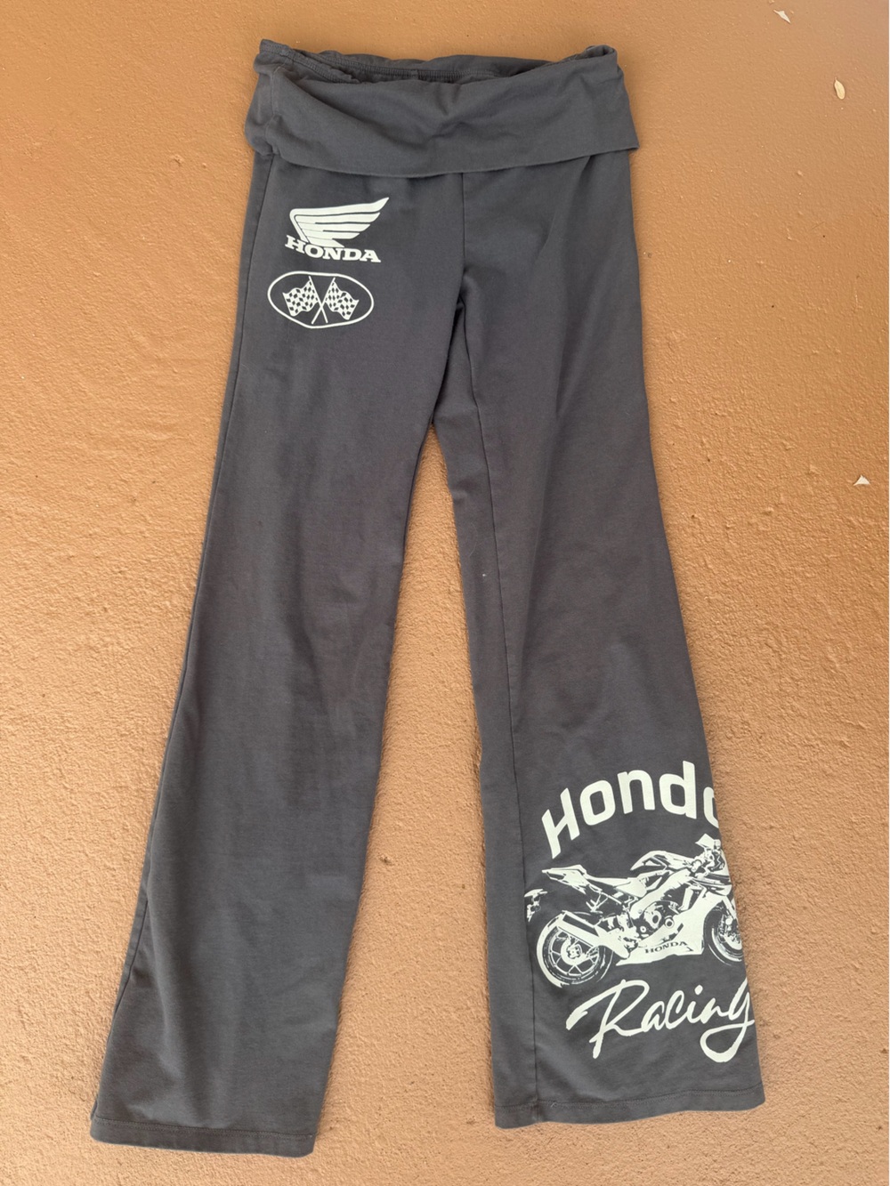 Honda Women's Grey Racing Yoga Pants with Fold-Over Waistband